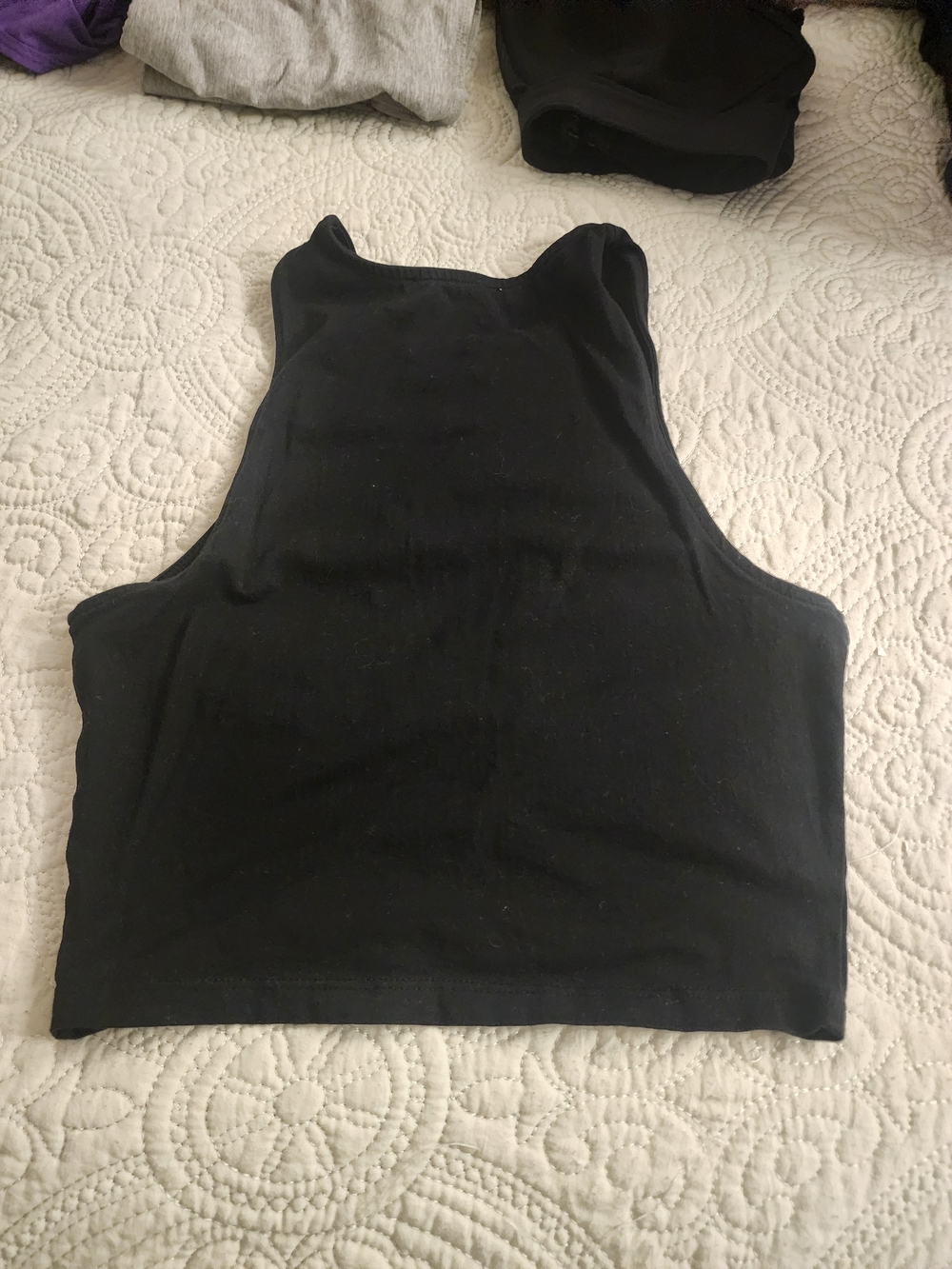 Black Ruched Drawstring Cropped Tank Top - Picture 2 of 3